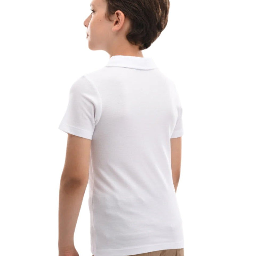 White Solid Logo Polo