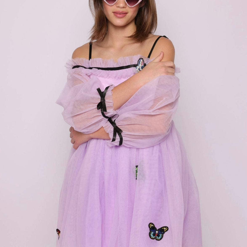 Dream Off-Shoulder Full Sleeve Tulle Dress