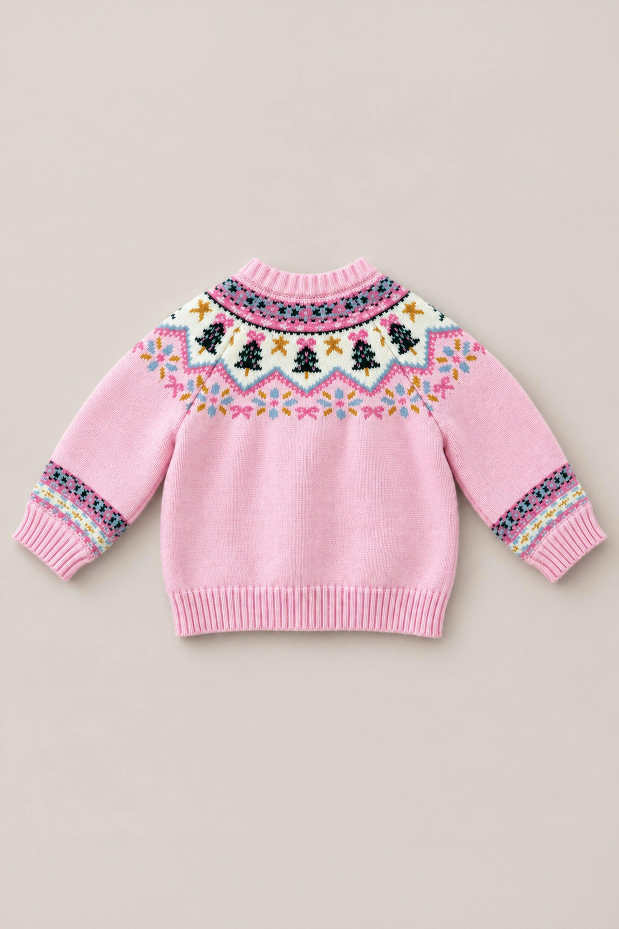 Baby Melody Sweater in Marzipan Pink Fair Isle