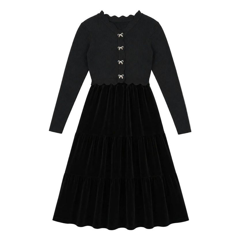 Metal Bow Button Cardigan & Slinky Robe