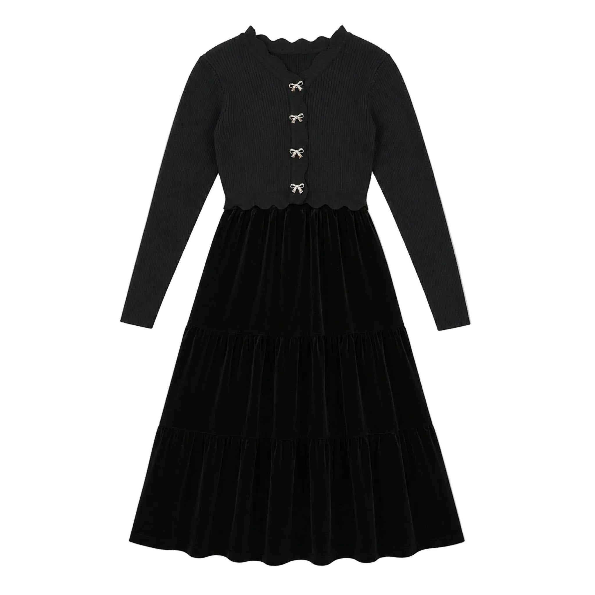 Metal Bow Button Cardigan & Slinky Robe