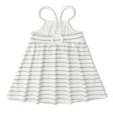 Organic Tie-Back Strap Dress - Fog Stripes