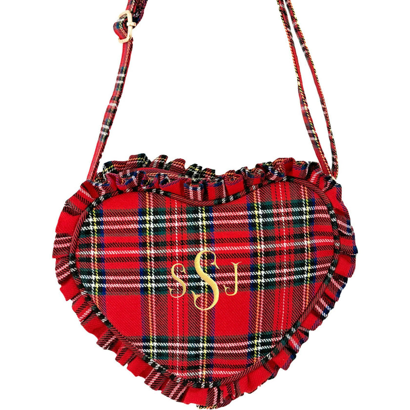 Customizable Plaid Heart Purse