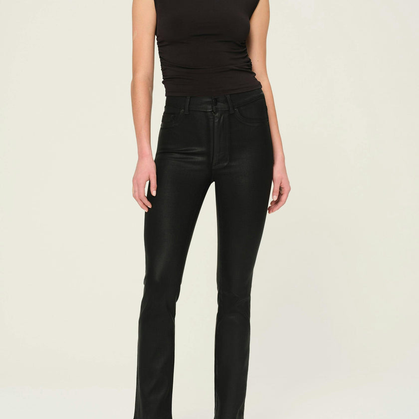 Halle Straight High Rise Instasculpt 29" Jeans | Black Coated