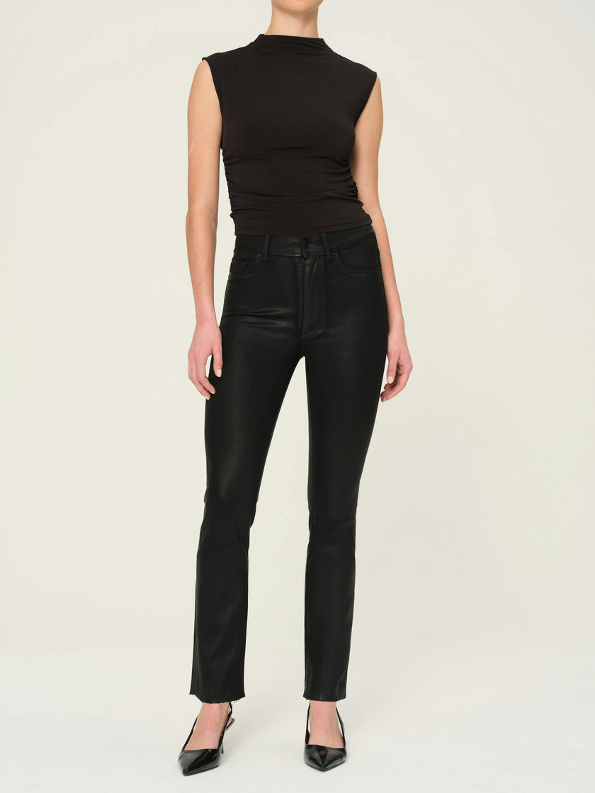 Halle Straight High Rise Instasculpt 29" Jeans | Black Coated