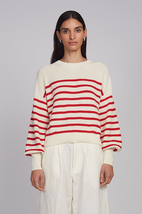 LAYLA STRIPE SWEATER | IVORY + ROSSO