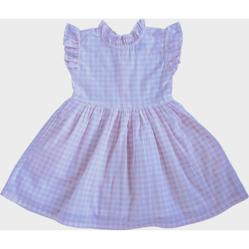 Gingham Blue Ruffle Dress