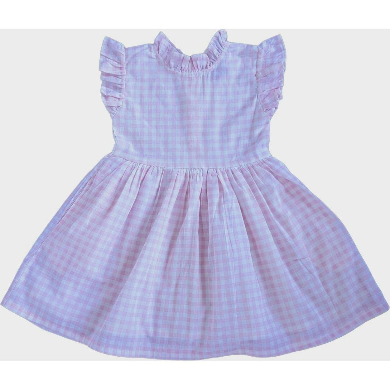 Gingham Blue Ruffle Dress