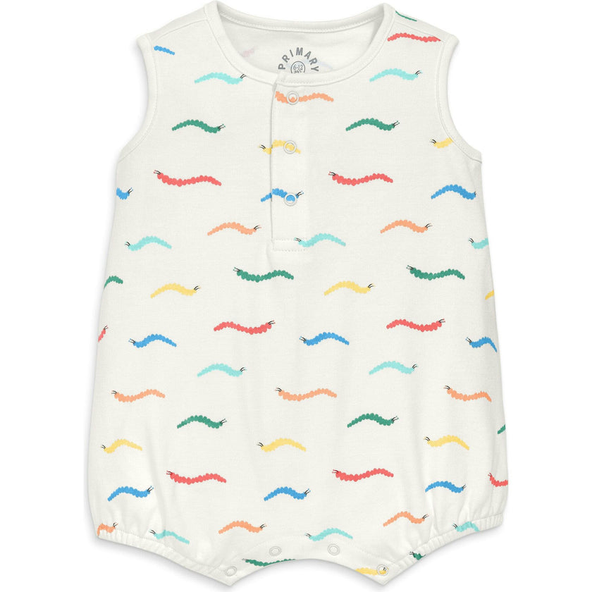 Baby organic henley tank shortie in baby bugs
