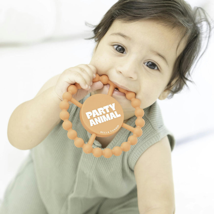 Party Animal Beaded Round Grip Silicon Teether