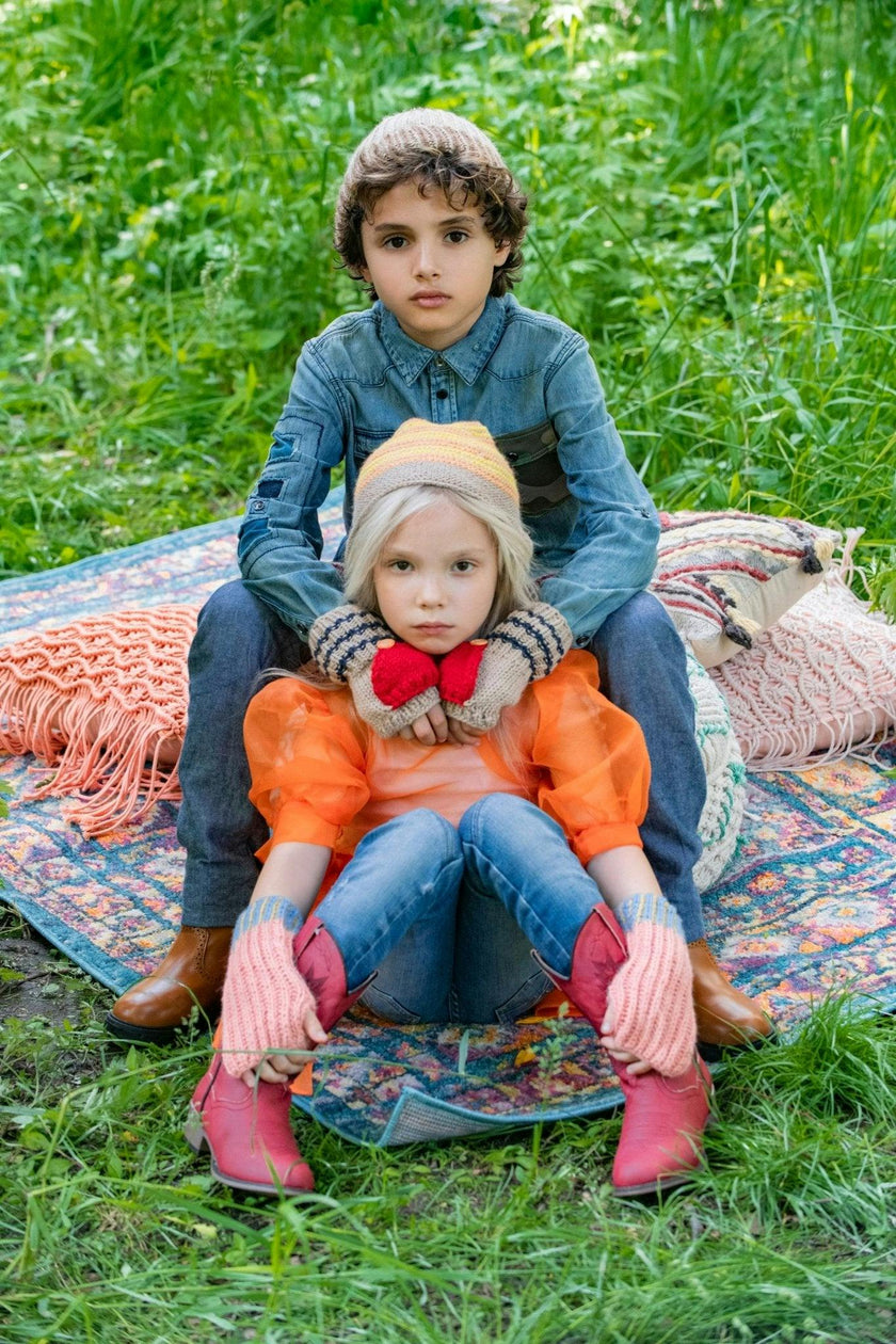 Kids Cable Knit Fingerless Gloves