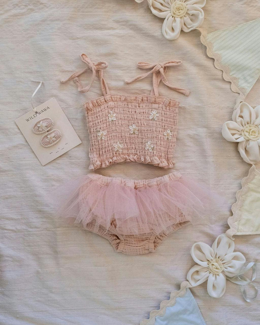 Daisies Tutu Set in Melon Pink