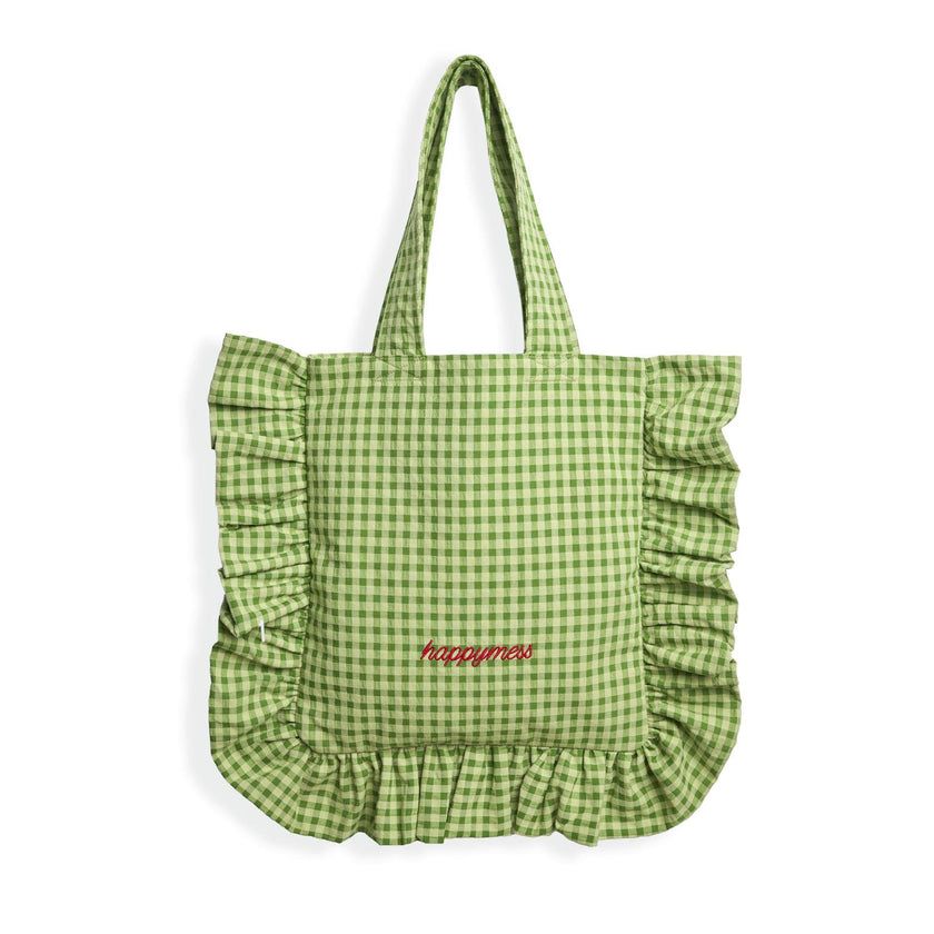 women's vichy frilled bag - matcha green