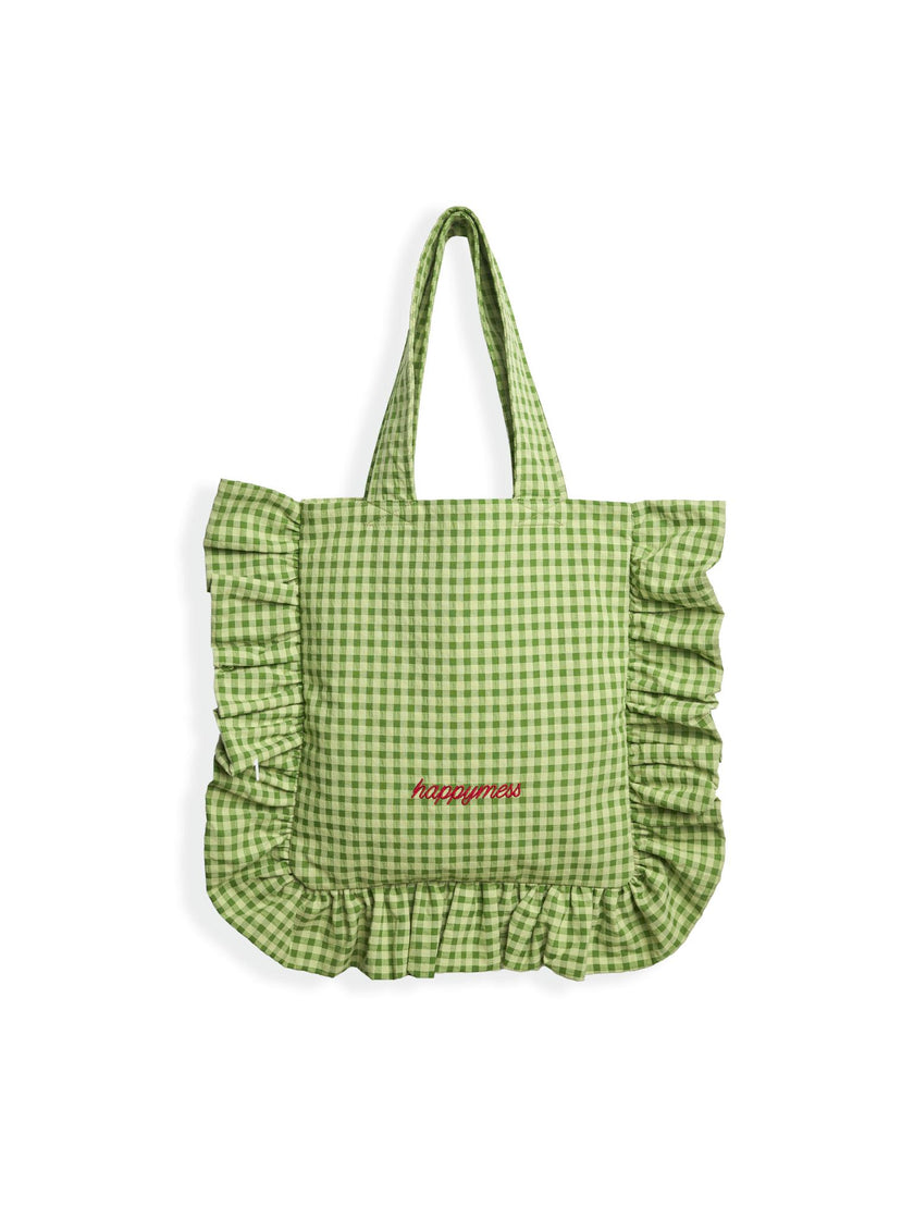 women's vichy frilled bag - matcha green