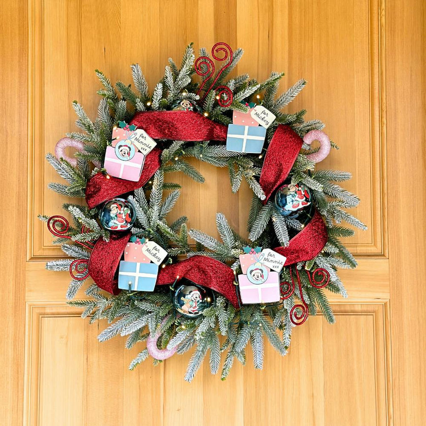 Disney® Mickey Mouse and Minnie Mouse Flocked Christmas Wreath Pre-Lit
