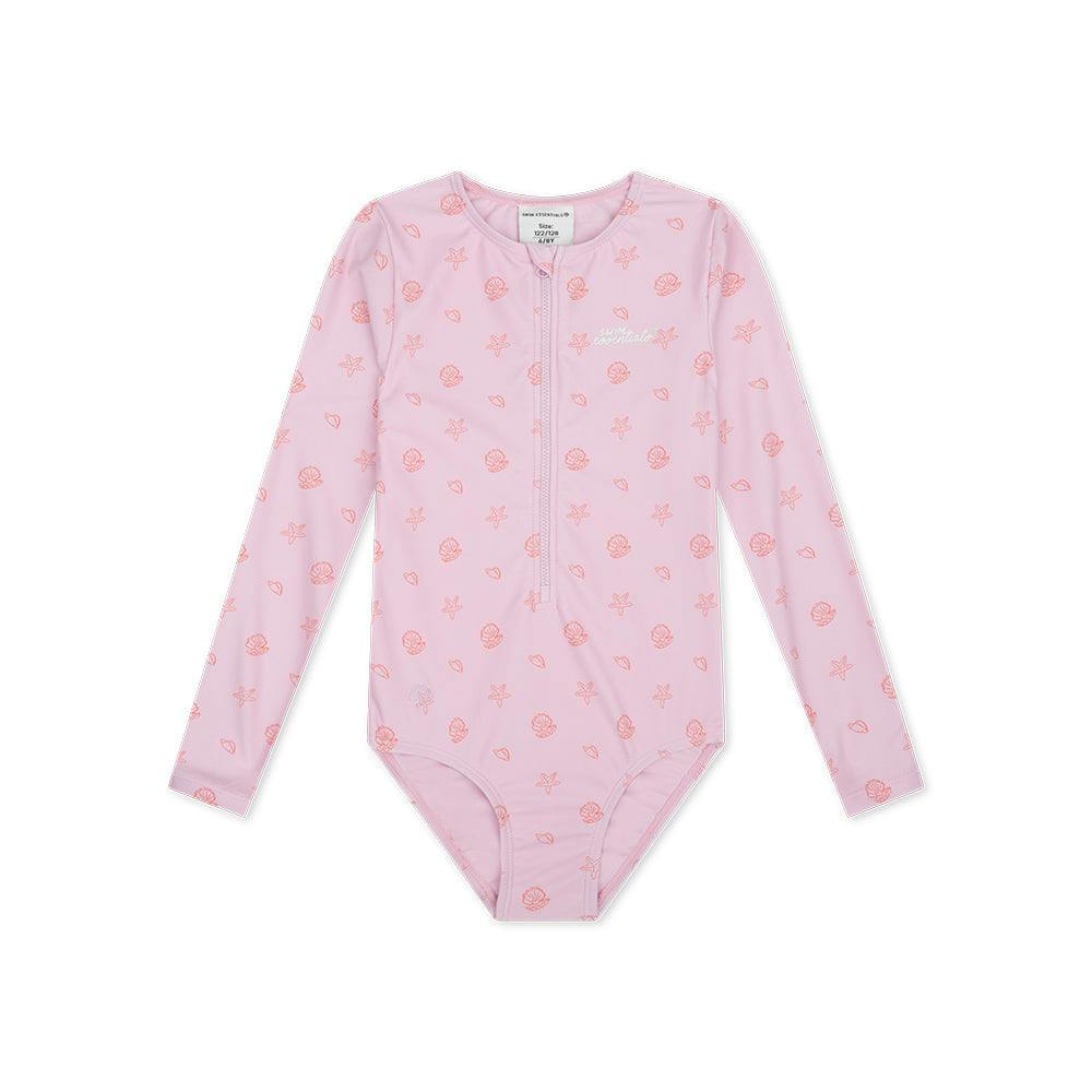 UV Swimsuit Girls With Long Sleeves - Pink - Shell Tastic