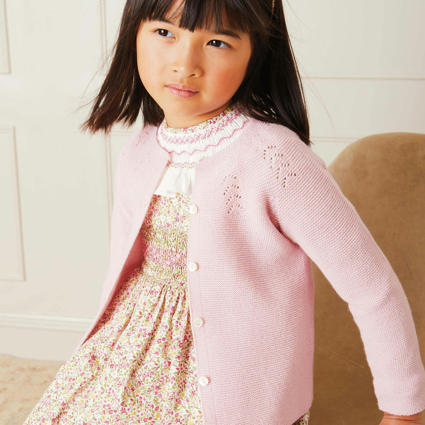 Openwork Cardigan In Pink (6mths-10yrs)