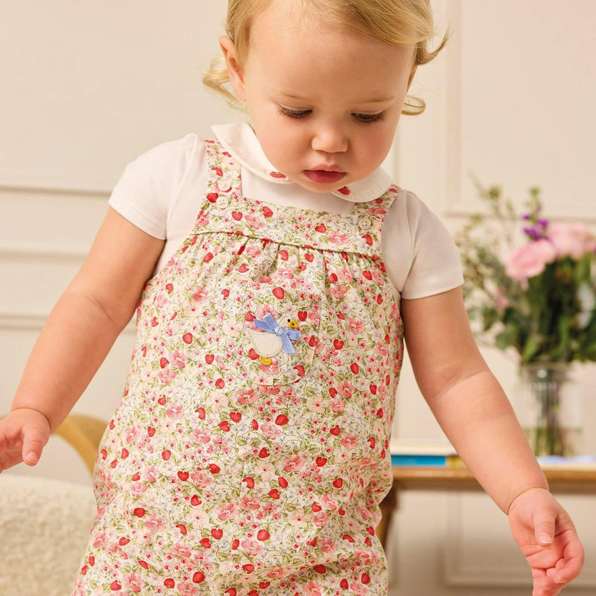 Baby Strawberry Floral Dungarees