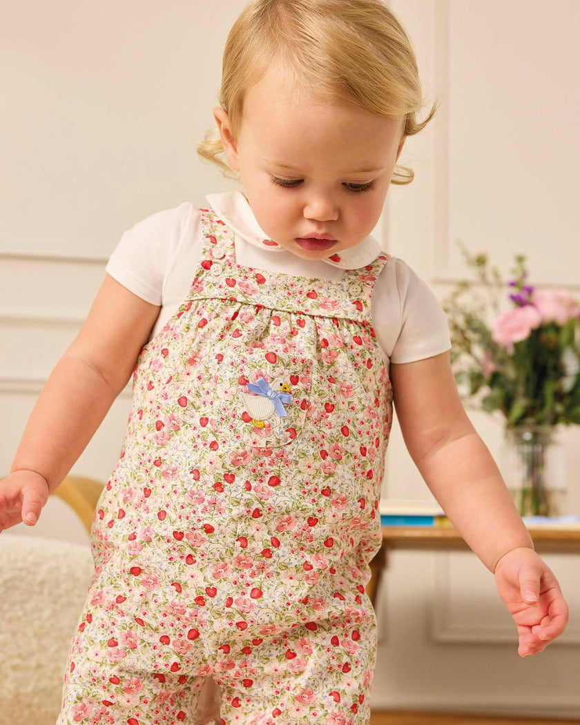 Baby Strawberry Floral Dungarees