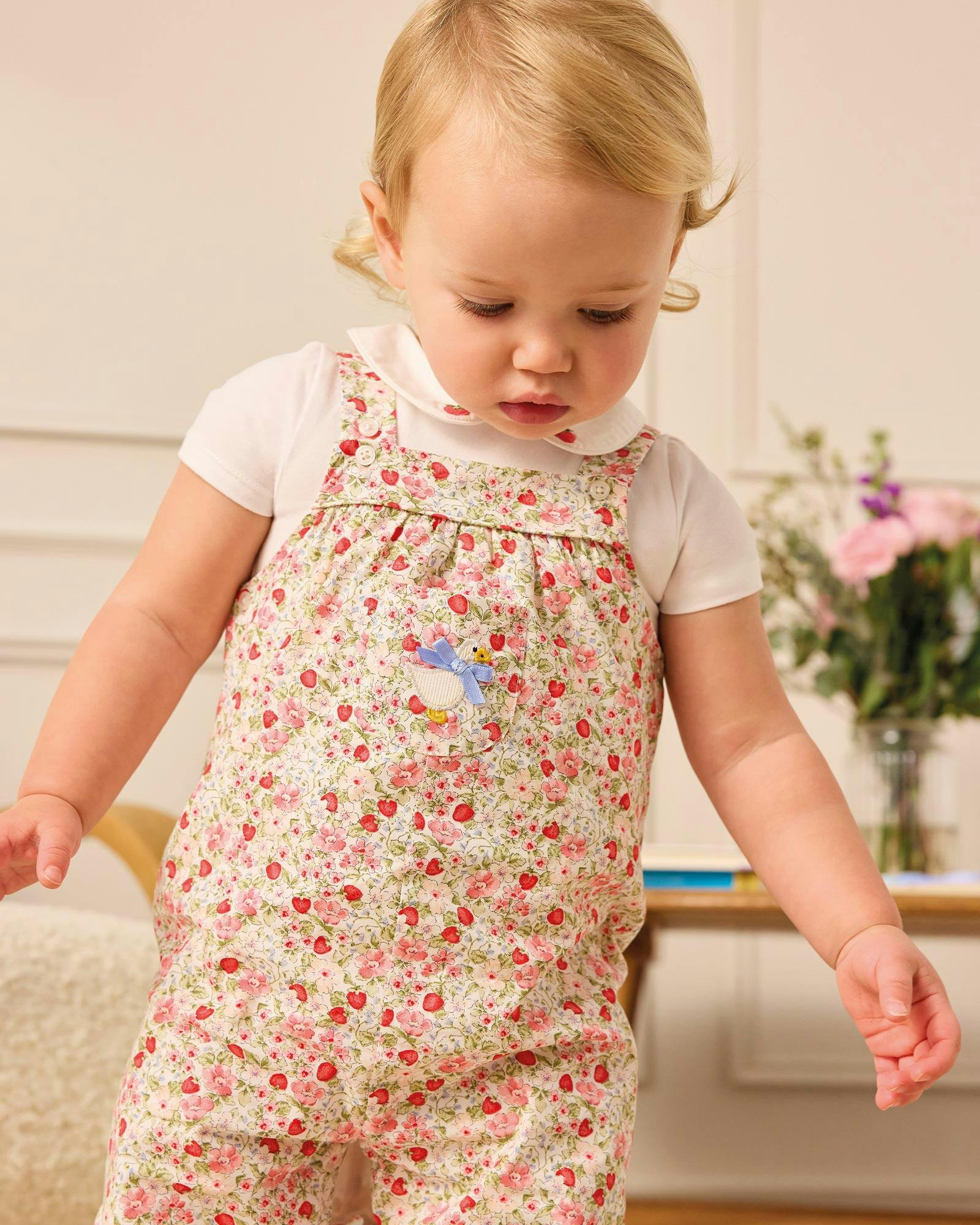 Baby Strawberry Floral Dungarees