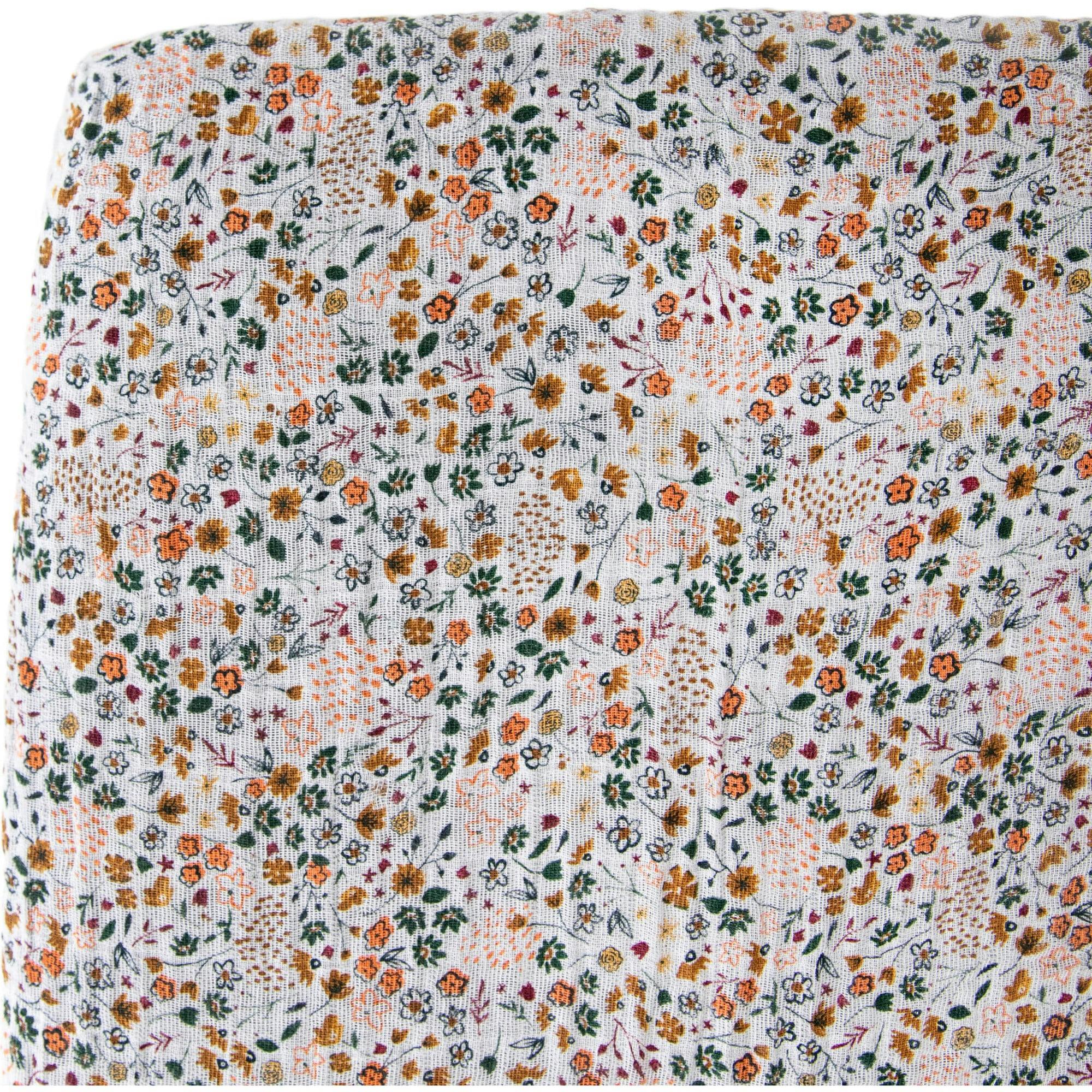 Cotton Muslin Crib Sheet - Pressed Petals