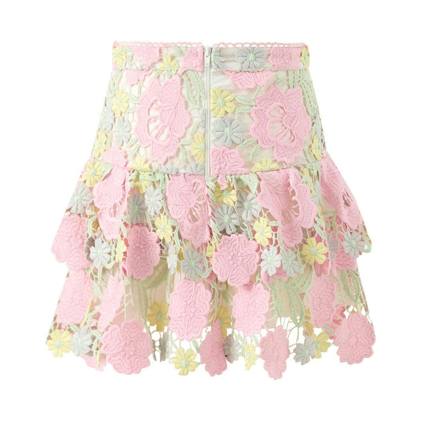 Estella Frill Embroidered Mini Skirt