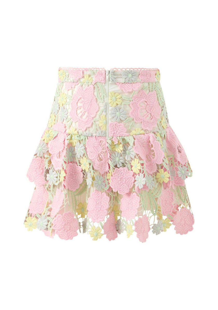 Estella Frill Embroidered Mini Skirt