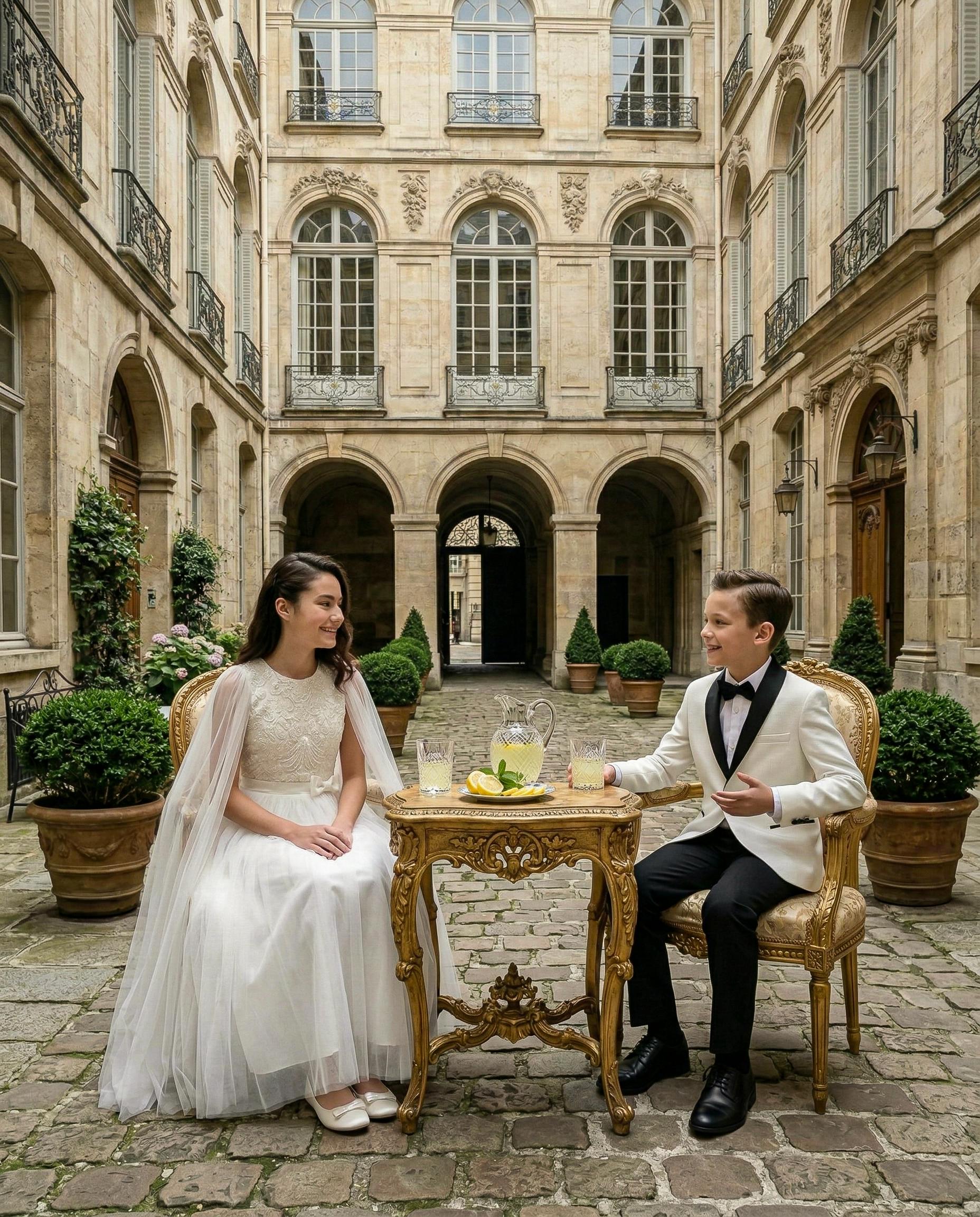 White Suit with Black Shawl Lapel