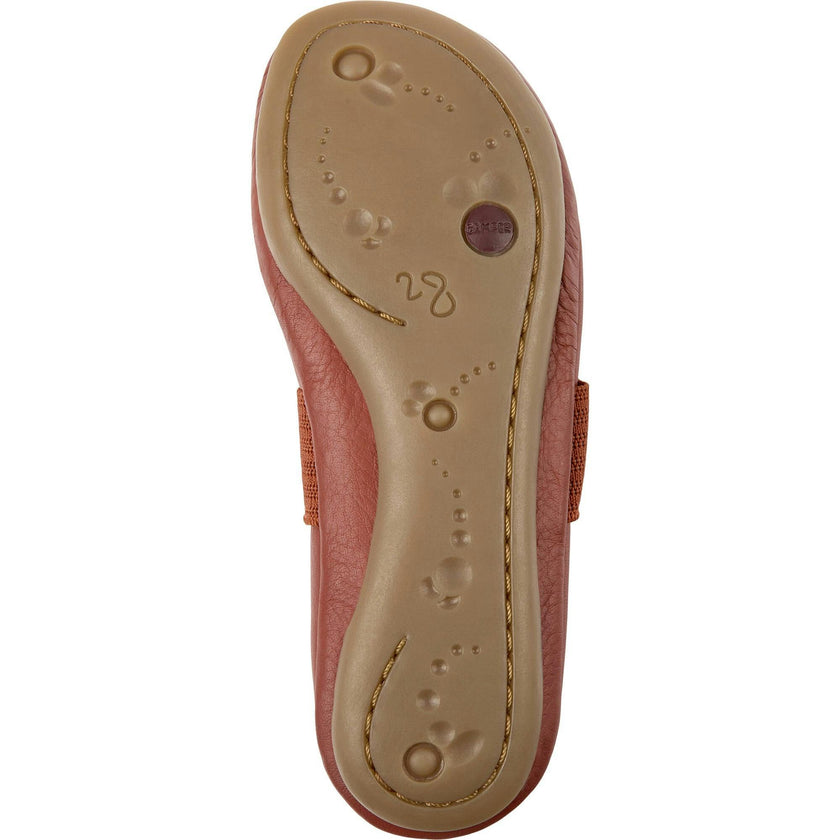 Right Elastic Strap Leather Ballerinas, Red