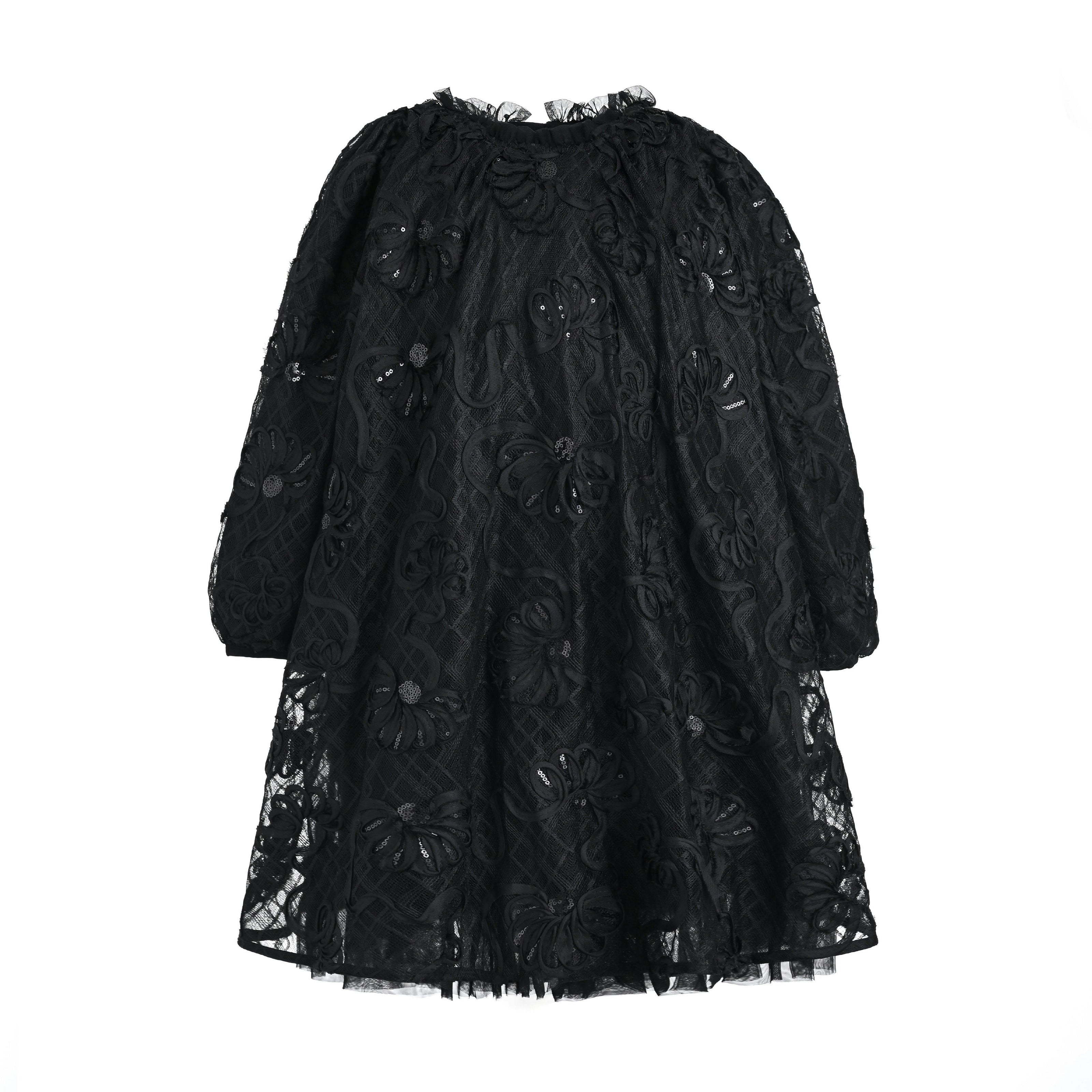 Black Lace Long-Sleeve Dress