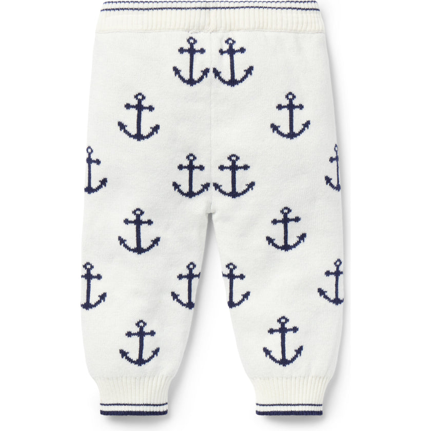 Baby Anchor Sweater Pant, White