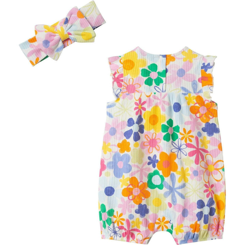 Infant Girls Floral Printed Romper | Retro Bloom