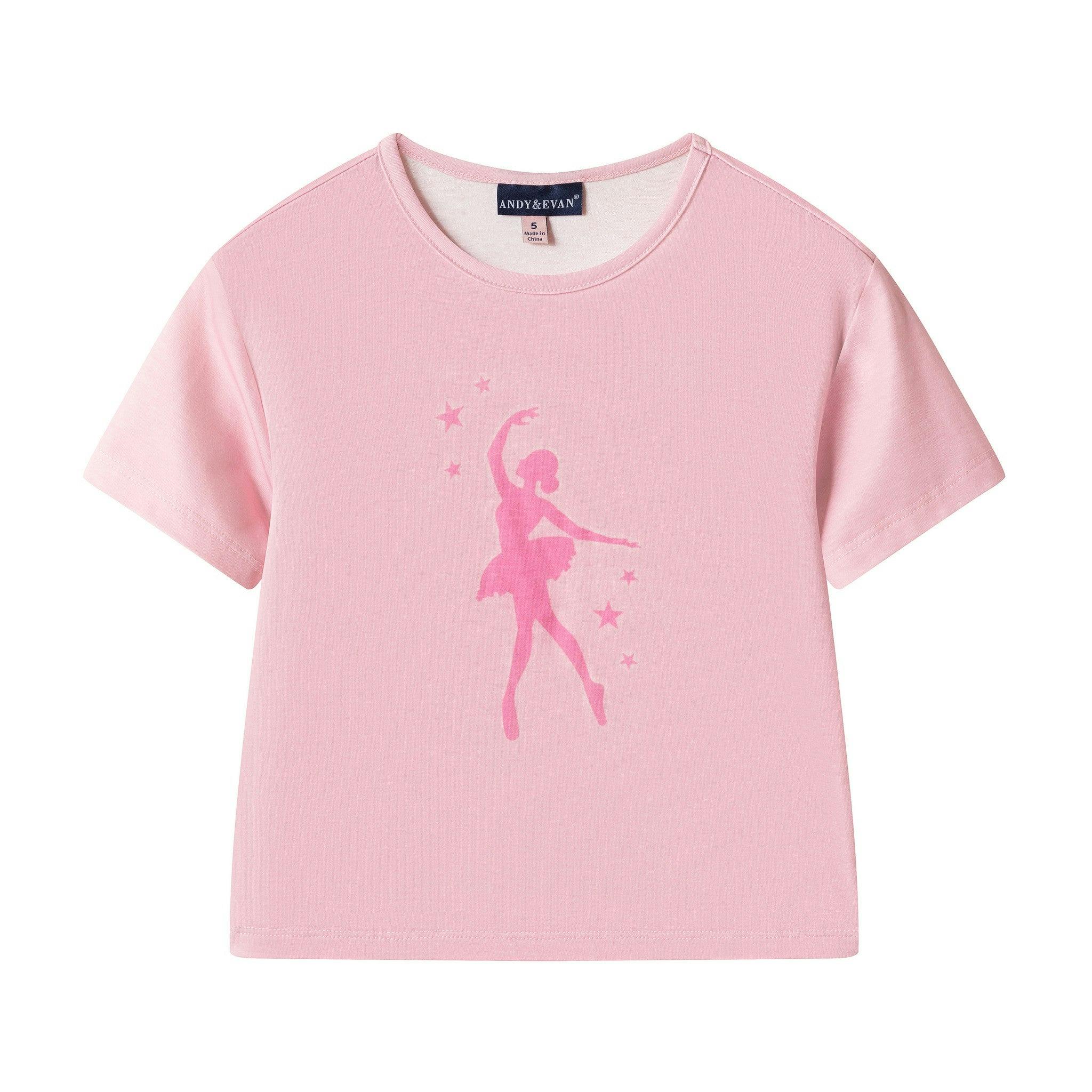 Girls Tee And Short Pajama Set | Pink Ballet