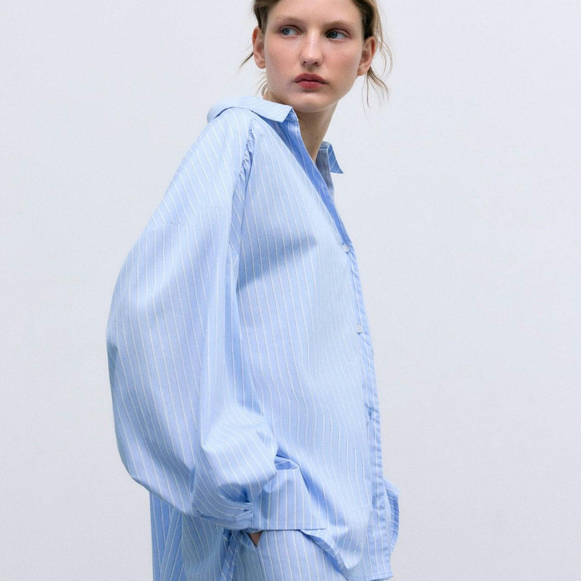 Aura Woman Shirt Vista Blue Stripes