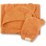 Hooded Towel + Wash Mitt Set Pumpkin