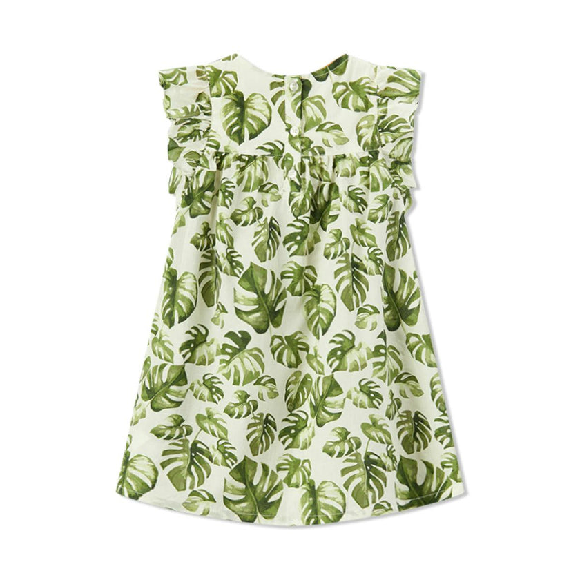 Island Leaf Ruffle Dress & Bloomers