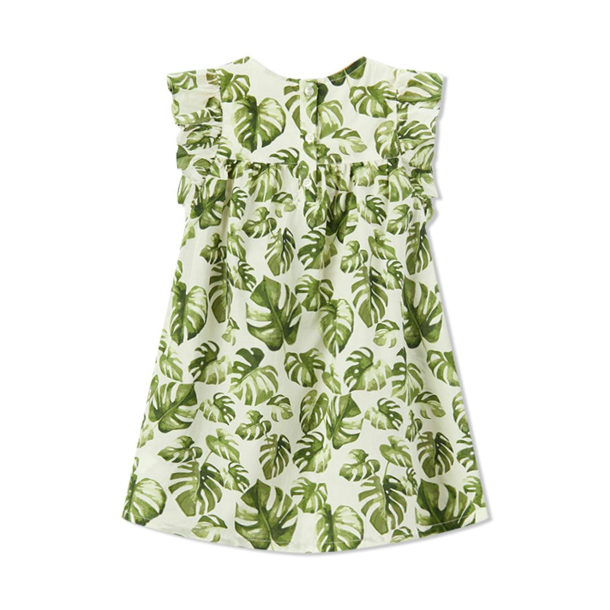 Island Leaf Ruffle Dress & Bloomers