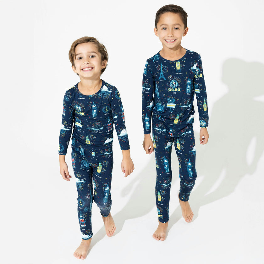 New Year's Worldwide Countdown Bamboo Kids Pajamas