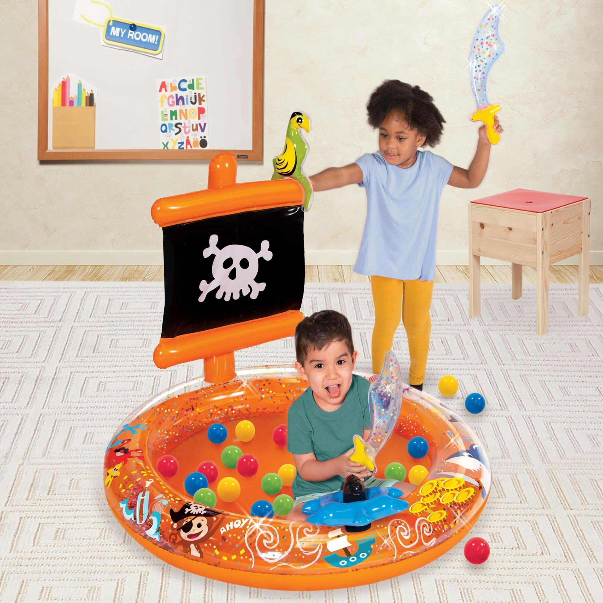 Pirate Sparkle Play Center Inflatable Ball Pit -Includes 20 Balls
