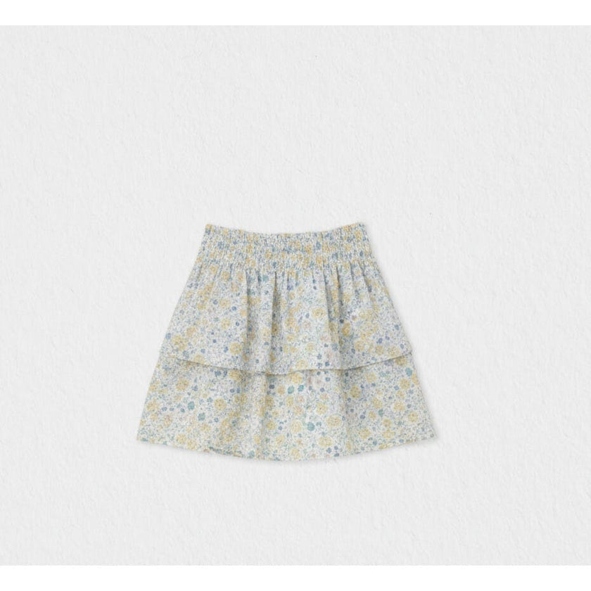 Fiona Girl Skirt, Yellow Blue Flowery