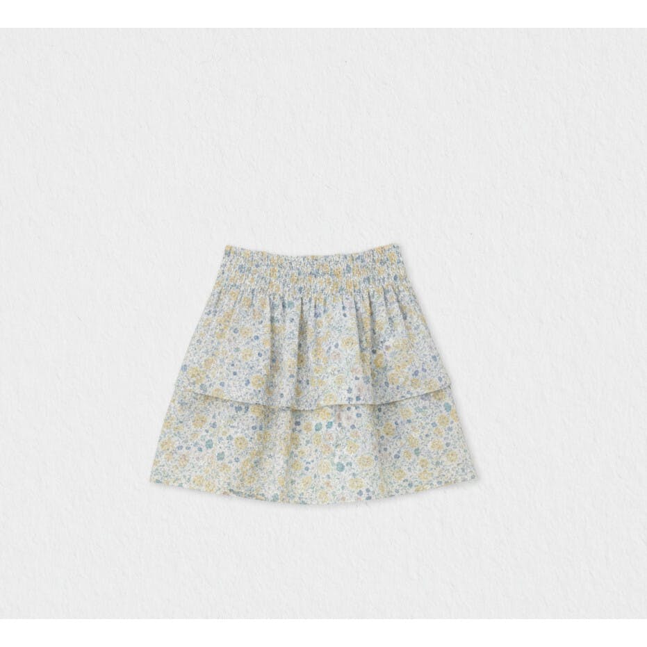 Fiona Girl Skirt, Yellow Blue Flowery