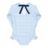 Girls Oasis Blue Gingham Rashguard One Piece