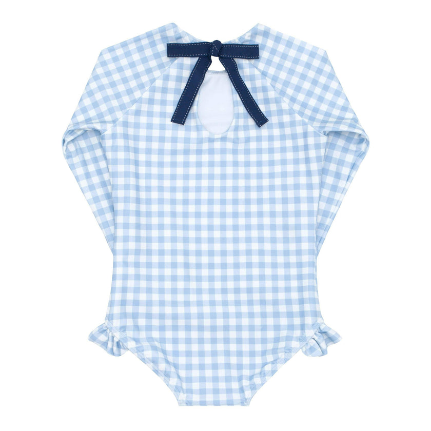 Girls Oasis Blue Gingham Rashguard One Piece