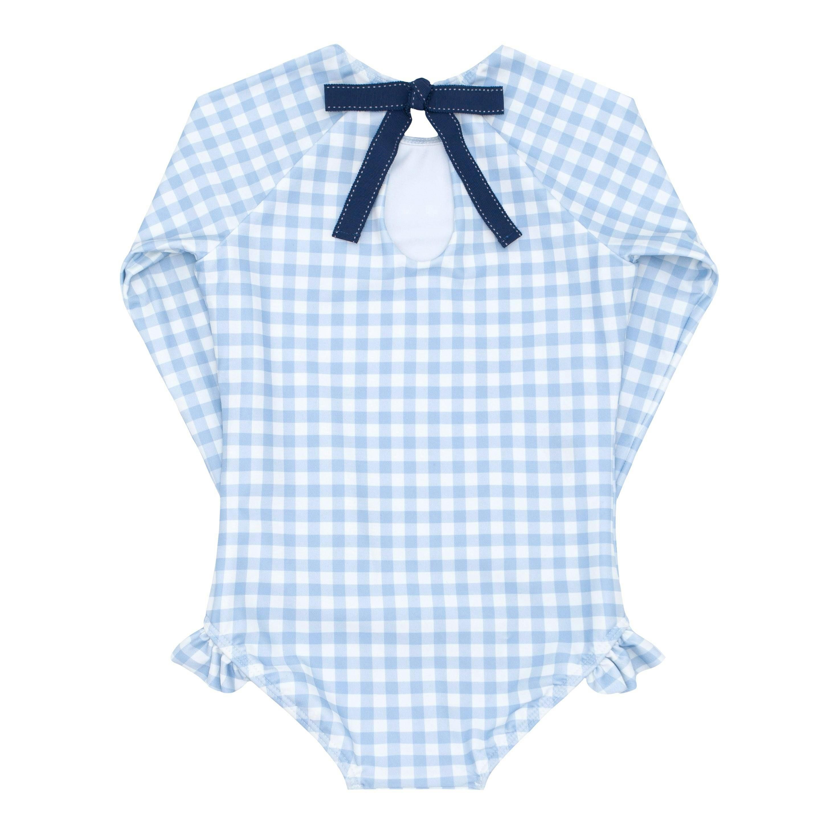 Girls Oasis Blue Gingham Rashguard One Piece