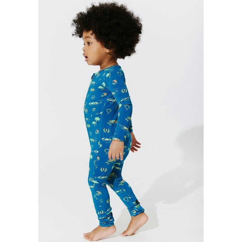 Monaco Blue Bamboo Convertible Footie