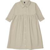 Textured Grid Rolled Cuff Short Sleeve Shirt Dress