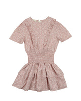 Textured Floral Short Sleeve Peplum Dress