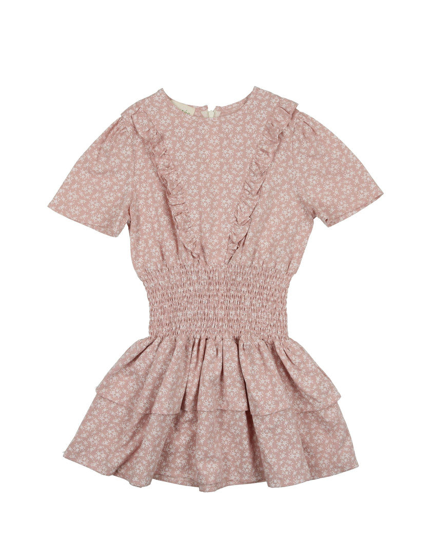 Textured Floral Short Sleeve Peplum Dress