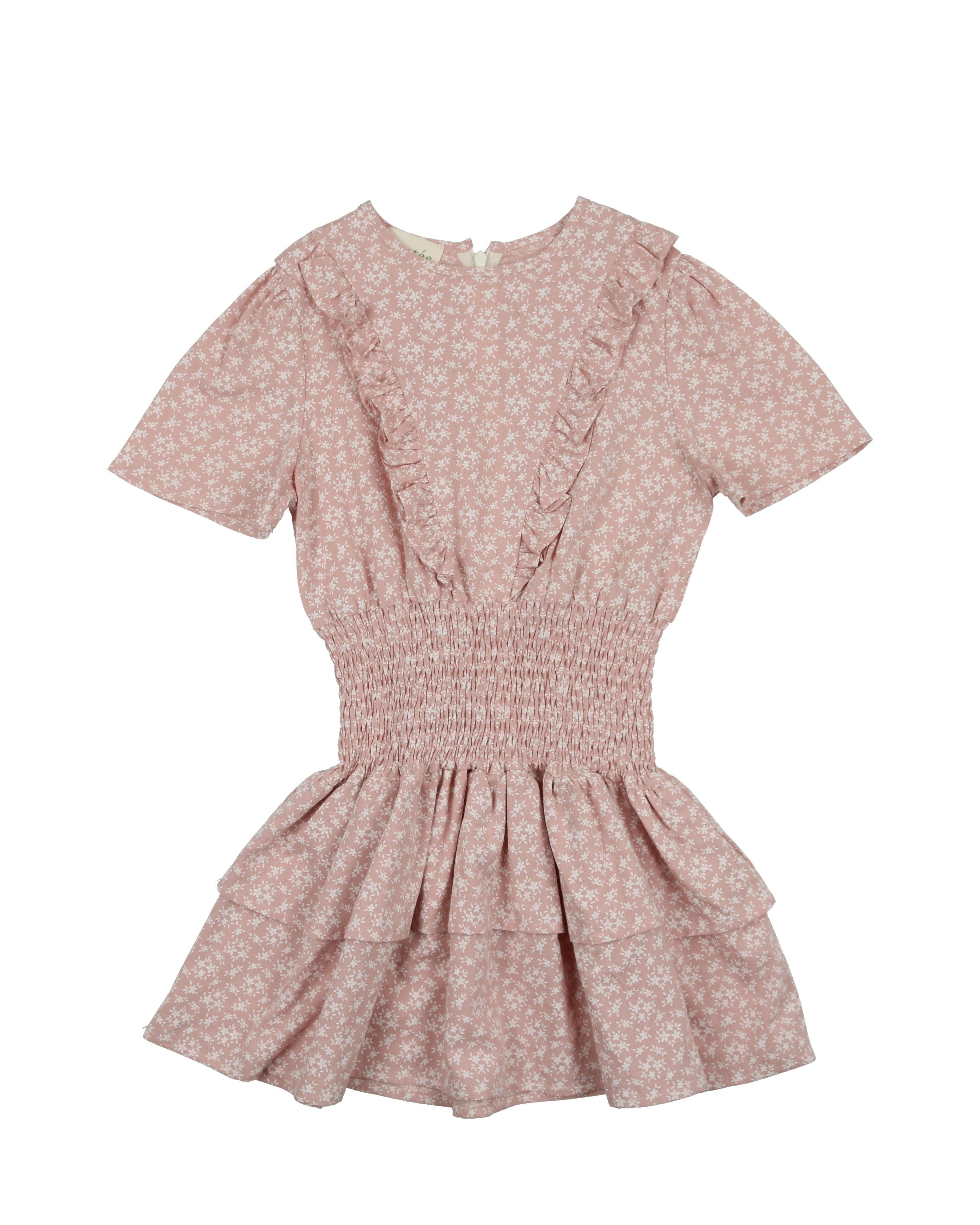 Textured Floral Short Sleeve Peplum Dress