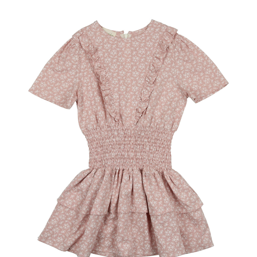 Textured Floral Short Sleeve Peplum Dress